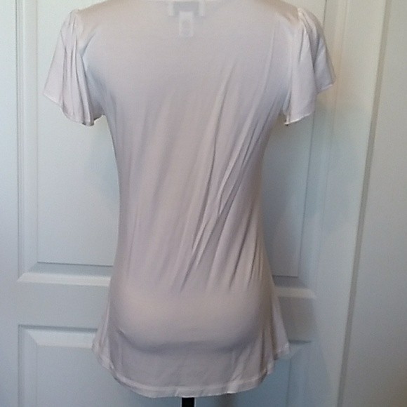 ANN TAYLOR WHITE TOP BELL SLEEVE CROCHET TRIMMER V NECK SMALL WOMENS SMALL - Picture 5 of 7